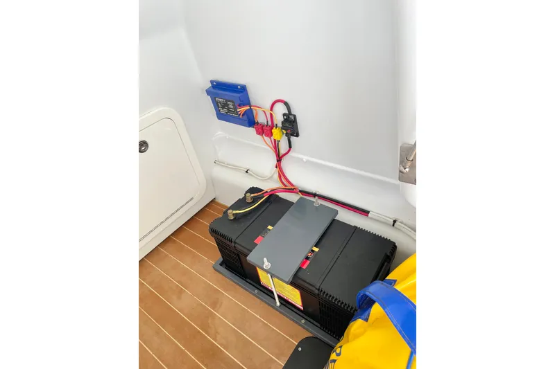 Slide: The Image of 2018 Yellowfin 36 Offshore boat deck with storage compartments. - 15