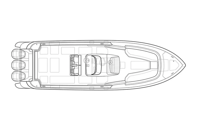 Slide: The Image of Manufacturer Provided Image: Top view line drawing of a 2021 Intrepid 345 Nomad FE boat. - 55