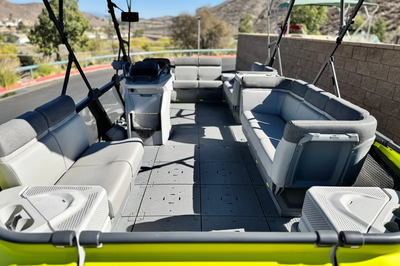 Slide: The Image of 2023 Sea-Doo Switch Cruise 21 interior with spacious seating and modern design. - 10