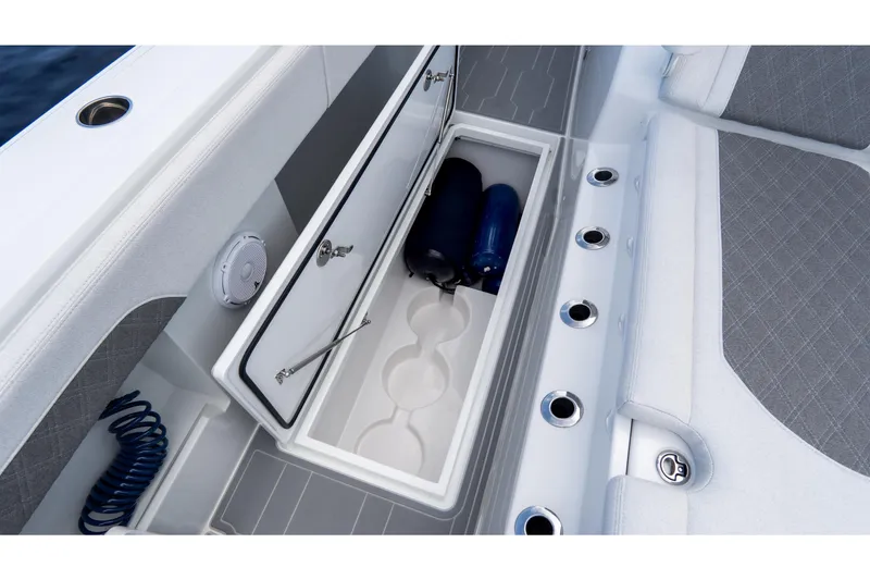 Slide: The Image of Storage compartment on 2025 Front Runner 43 Catamaran, featuring sleek design and practical utility. - 29