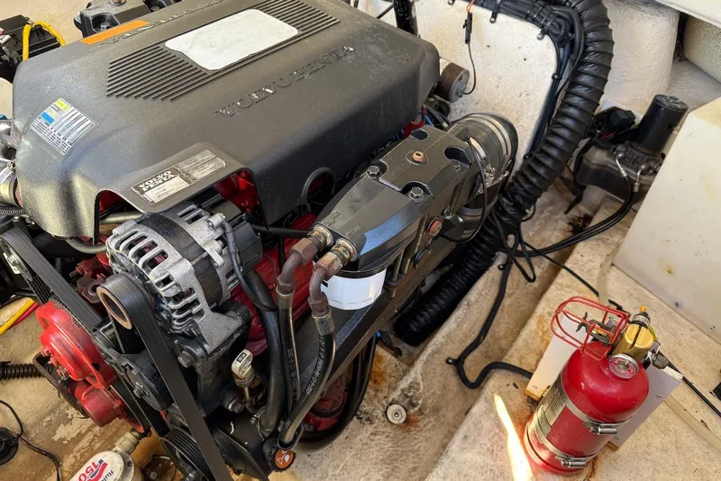 Slide: The Image of Engine compartment of a 2006 Chaparral 256 SSi boat with Volvo Penta engine. - 12