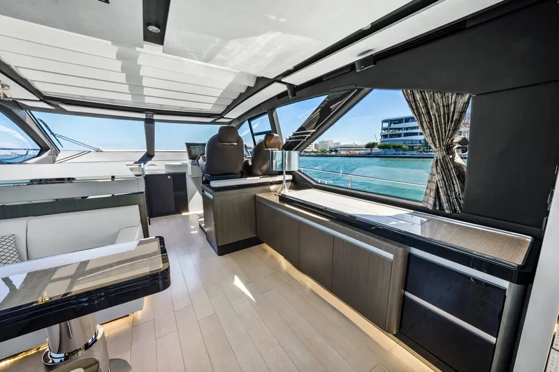 Slide: The Image of Luxurious interior of 2019 Azimut S7 yacht with modern design and waterfront view. - 30