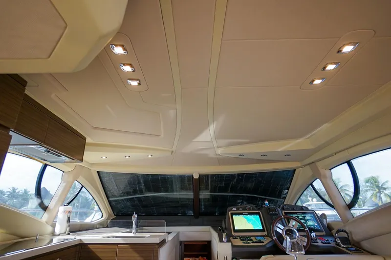 Slide: The Image of Luxurious interior of 2014 Azimut 54 Flybridge yacht with modern navigation equipment. - 30