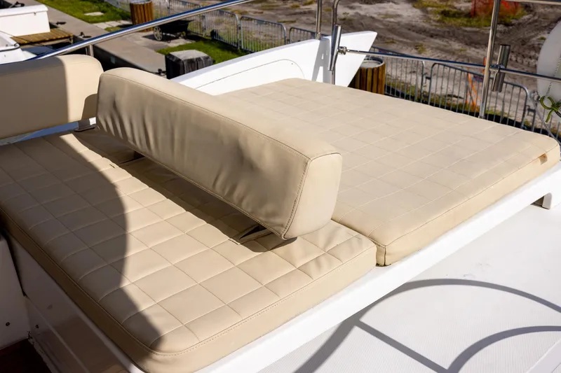 Slide: The Image of Luxurious beige seating on 2014 Azimut 54 Flybridge yacht deck. - 70