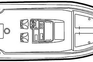 Slide: The Image of Top view schematic of a 2001 Century 2300 Center Console boat layout. - 14