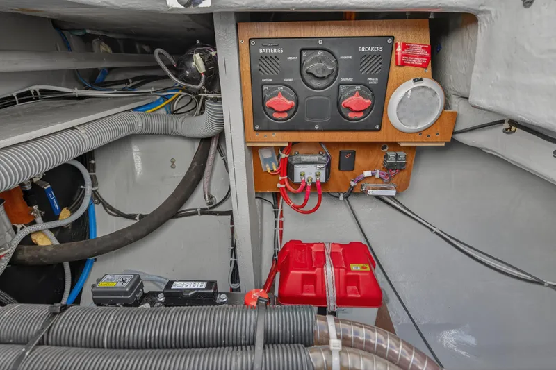 Slide: The Image of Electrical panel and wiring in 2021 Lagoon 46 Owner's Version yacht. - 23