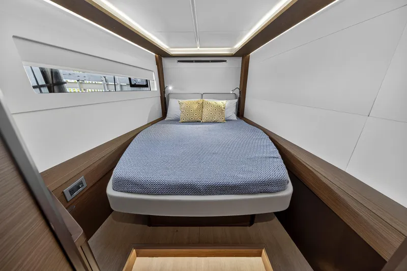 Slide: The Image of Luxurious cabin interior of 2021 Lagoon 46 Owner's Version yacht with modern design. - 86