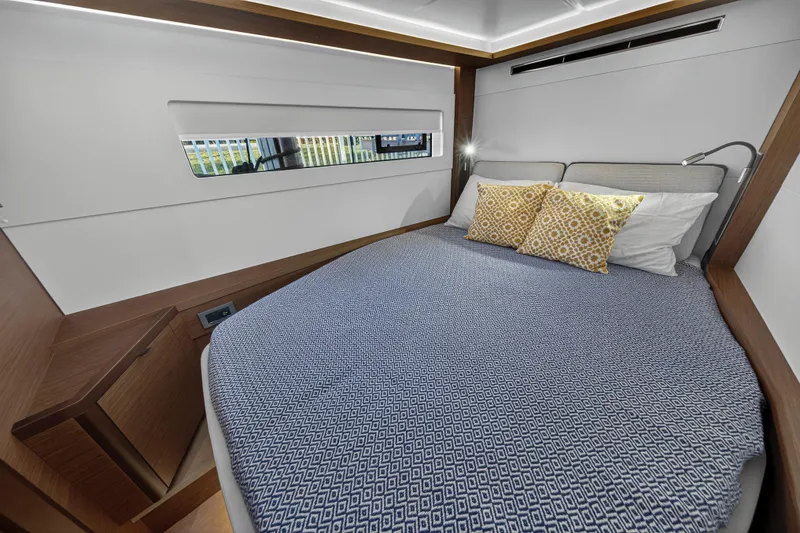 Slide: The Image of Luxurious bedroom in 2021 Lagoon 46 Owner's Version yacht with modern design. - 87