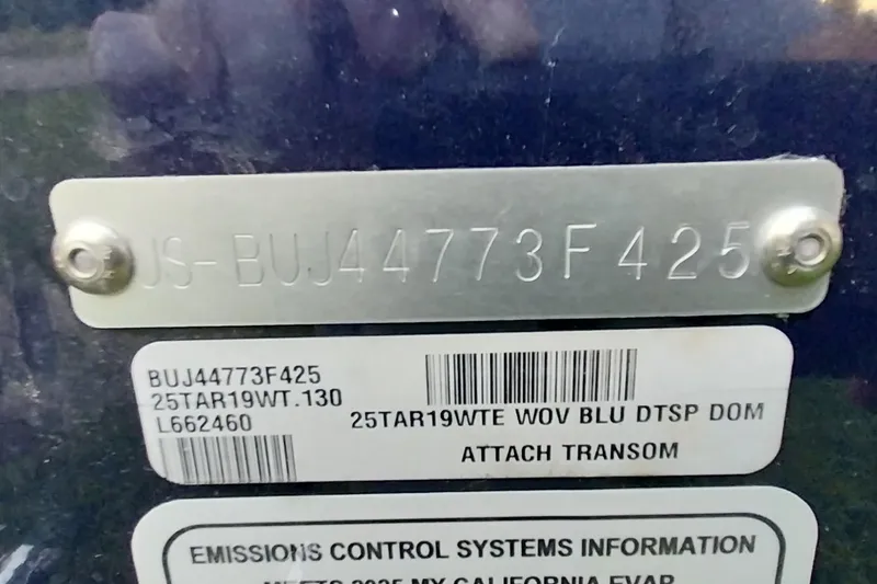 Slide: The Image of Serial number plate on 2025 Tracker Targa V-19 WT boat. - 18