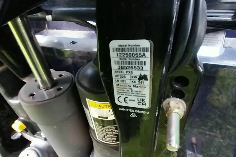 Slide: The Image of 2025 Tracker Targa V-19 WT engine label with specifications and serial number details. - 19