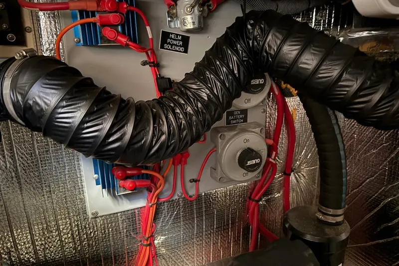 Slide: The Image of Engine room wiring and components of 2006 Cruisers Yachts 415 Express Motoryacht. - 39