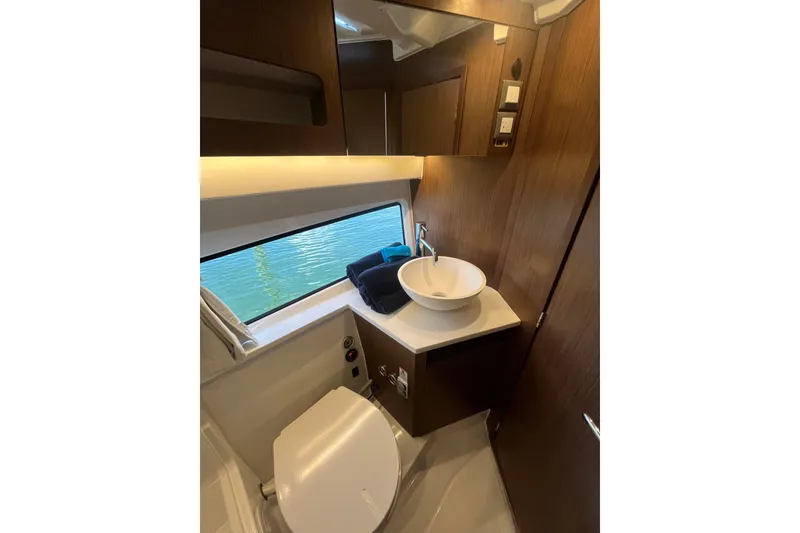 Slide: The Image of Modern bathroom interior of 2026 Beneteau Antares 11 Coupe yacht with sleek design. - 23