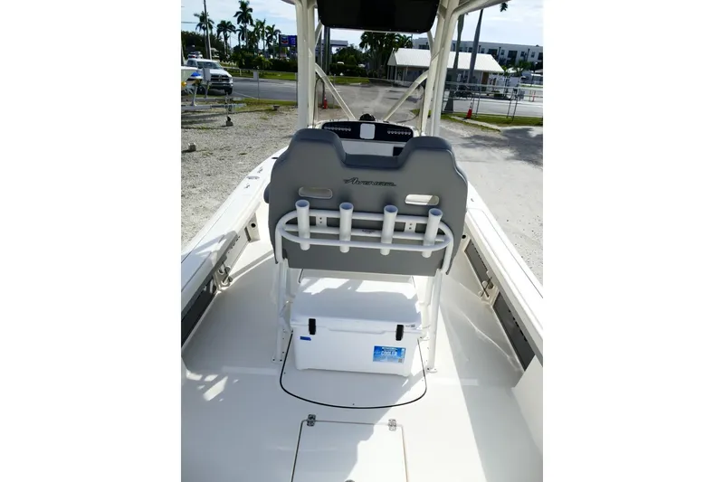 Slide: The Image of 2026 Avenger AV26 boat interior with seating and rod holders. - 19