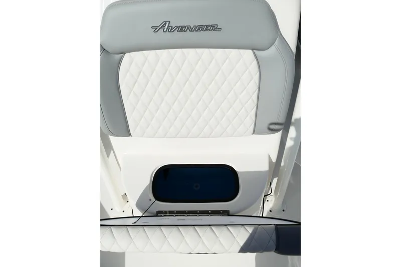 Slide: The Image of 2026 Avenger AV26 boat seat with quilted design and logo. - 49