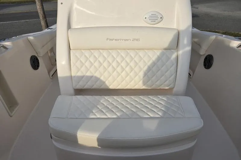 Slide: The Image of 2026 Grady-White Fisherman 216 boat seat with quilted white upholstery. - 13