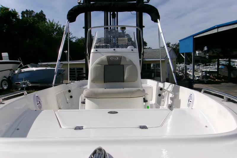 Slide: The Image of 2026 Key West 1720 Center Console boat, interior view, showcasing seating and console features. - 16