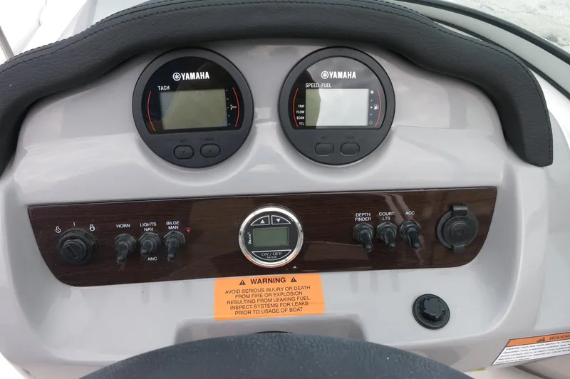 Slide: The Image of Dashboard of 2024 Chaparral 19 SSi boat with Yamaha gauges and controls. - 24
