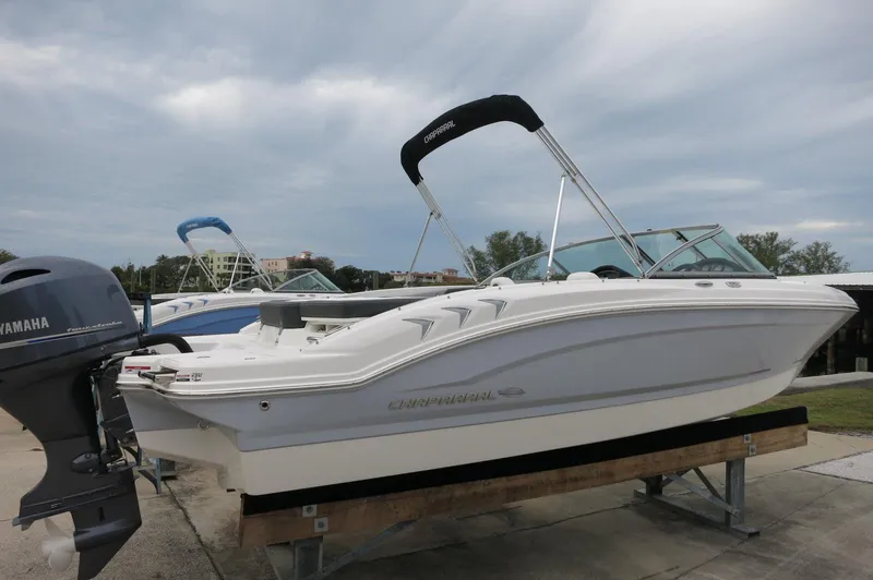 Slide: The Image of 2024 Chaparral 19 SSi boat with Yamaha outboard motor on display. - 4