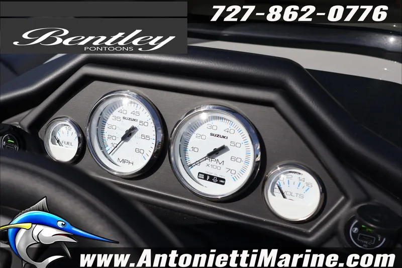 Slide: The Image of Dashboard of 2026 Bentley Pontoons Legacy 203 Swingback with Suzuki gauges. - 12