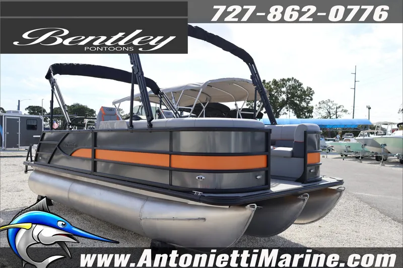 Slide: The Image of 2026 Bentley Pontoons Legacy 203 Swingback displayed at Antonietti Marine dealership. - 3
