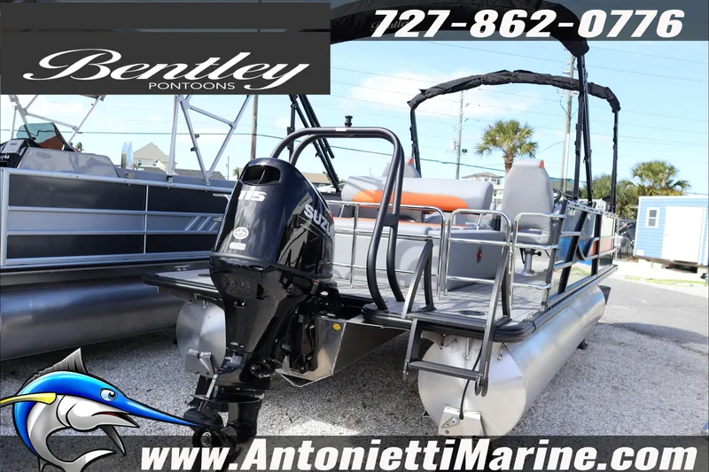 Slide: The Image of 2026 Bentley Pontoons Legacy 203 Swingback with Suzuki engine at Antonietti Marine. - 5