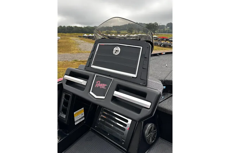 Slide: The Image of 2023 Ranger Z520R Ranger Cup Equipped boat console with storage compartments and sleek design. - 32