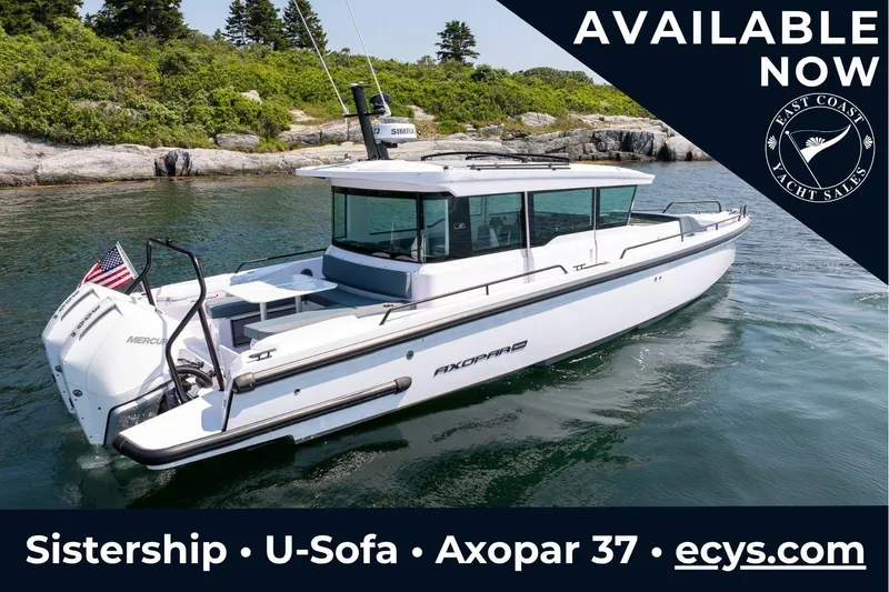 The Image of 2026 Axopar 37 XC Cross Cabin boat on water, available at East Coast Yacht Sales. - 0