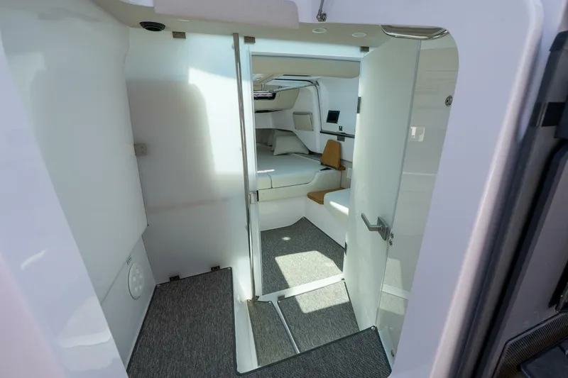 Slide: The Image of Interior of 2026 Axopar 37 U-Sofa with modern design. - 45