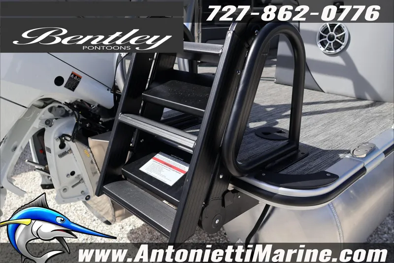 Slide: The Image of Bentley Pontoons Elite 253 Admiral 2026 with ladder, showcased by Antonietti Marine. - 5