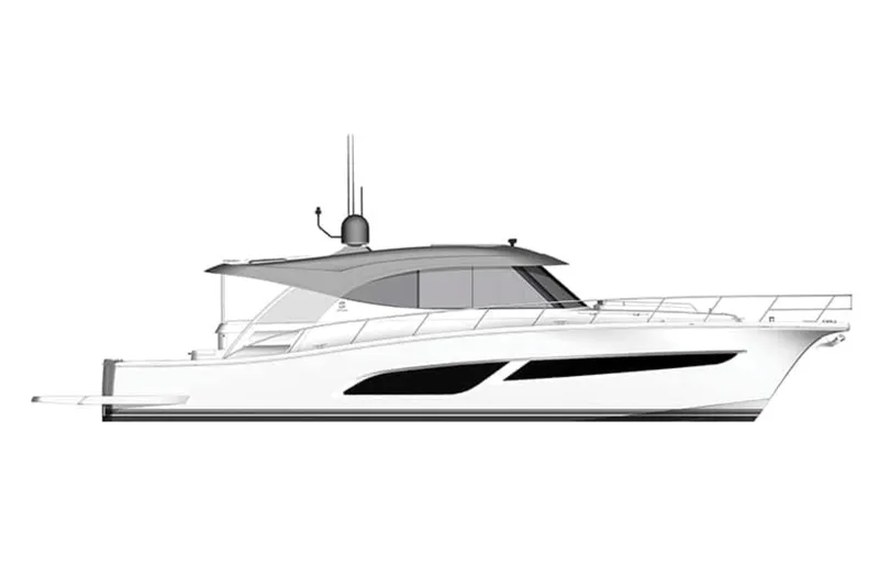 The Image of 2025 Riviera 585 SUV luxury yacht side profile illustration. - 63