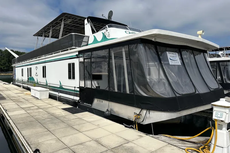 The Image of Houseboat docked at marina, Sharpe 16x90 model, year 2000, for sale. - 0