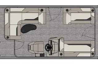 Slide: The Image of 2026 Avalon VENTURE CRUISE pontoon boat with sleek blue design and modern features. - 2