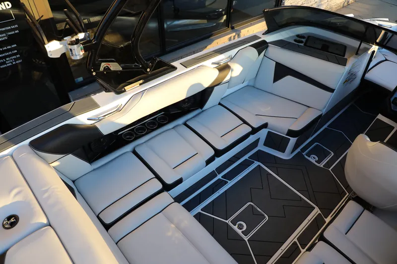 Slide: The Image of Luxurious interior of 2026 Supreme S220 boat with sleek seating and modern design. - 3