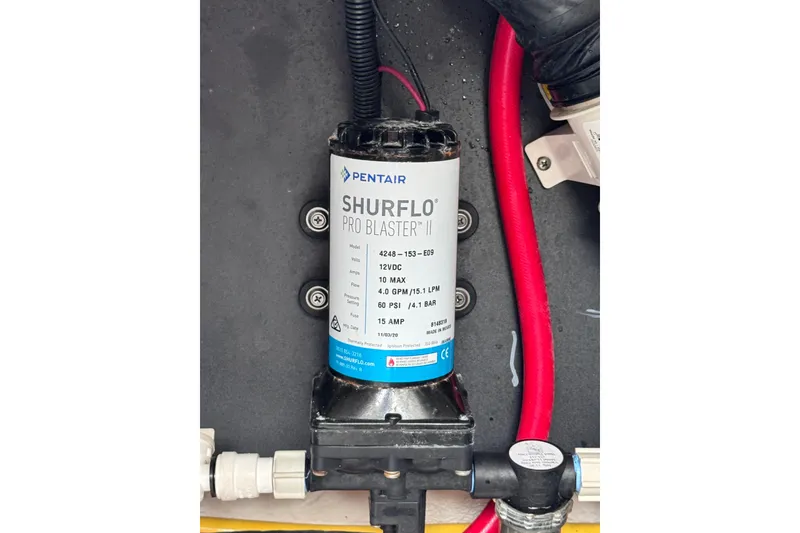 Slide: The Image of Pentair Shurflo Pro Blaster II pump in 2021 Monterey 378 Super Express boat. - 37