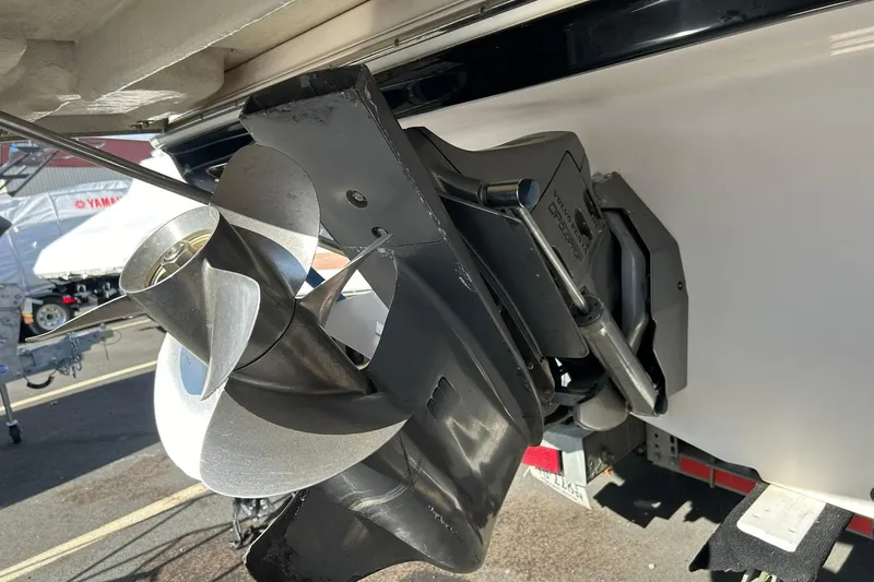 Slide: The Image of Close-up of a 2004 Regal Commodore 2860 boat propeller and outdrive. - 13