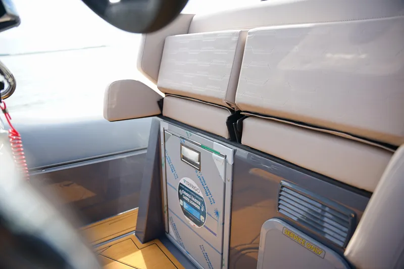 Slide: The Image of Interior of 2026 Northstar Orion 8 boat, featuring seating and storage area. - 20