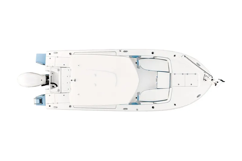 Slide: The Image of Manufacturer Provided Image: Top view of 2025 Robalo 246 Cayman boat, showcasing sleek design and spacious deck. - 11