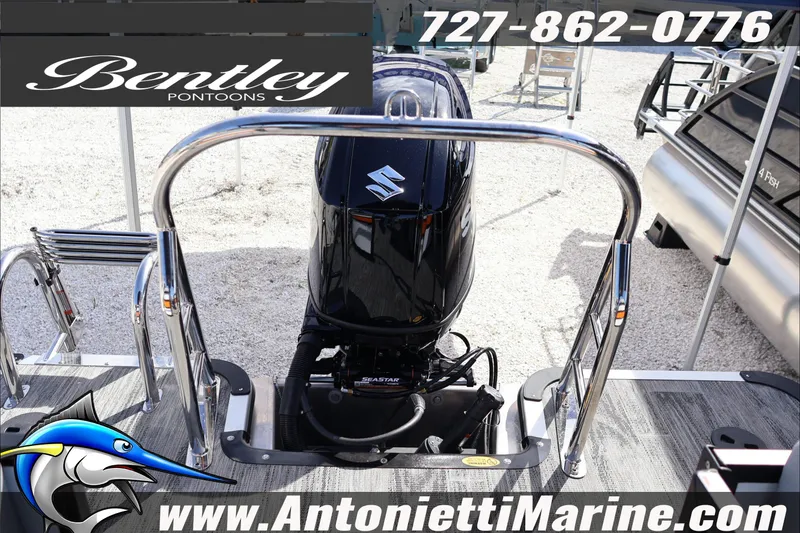 Slide: The Image of 2026 Bentley Pontoons Bolt 223 with Suzuki outboard motor at Antonietti Marine. - 8