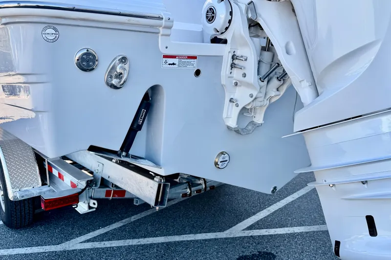 Slide: The Image of Rear view of 2026 Sea Fox 328 Commander boat on trailer. - 5