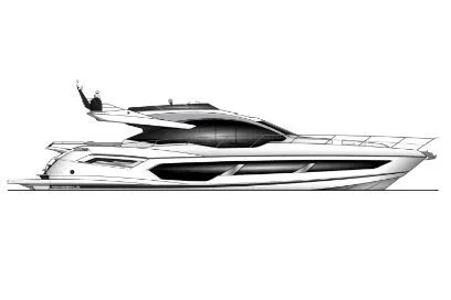 The Image of 2026 Sunseeker 75 Sport Yacht, sleek design, side profile view, luxury marine vessel. - 1