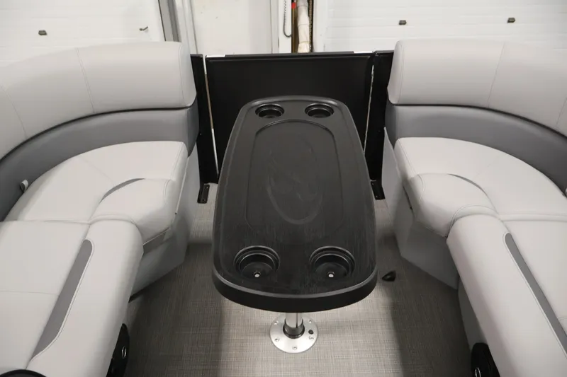 Slide: The Image of Interior of 2026 Bentley Pontoons 223 Bolt Tri-Toon with seating and table. - 16