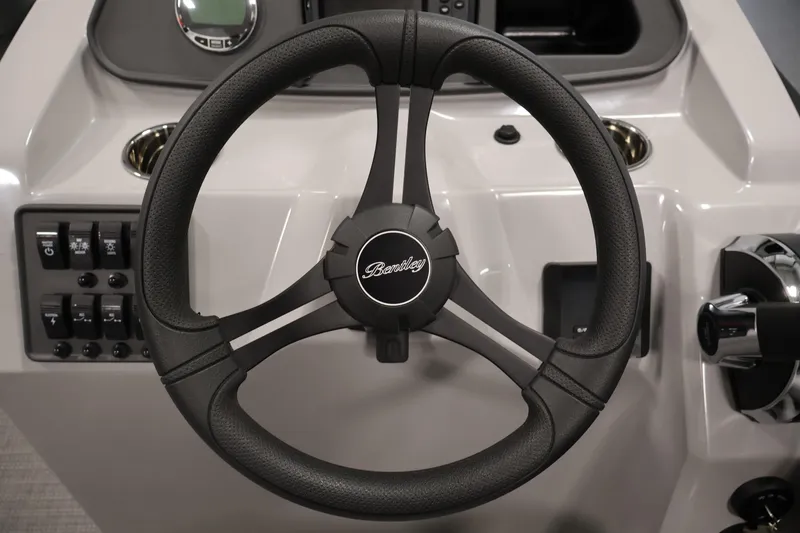 Slide: The Image of Steering wheel of 2026 Bentley Pontoons 223 Bolt Tri-Toon boat dashboard. - 20