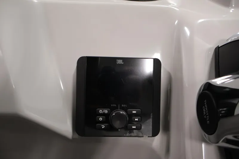 Slide: The Image of JBL audio control panel on 2026 Bentley Pontoons 223 Bolt Tri-Toon dashboard. - 23