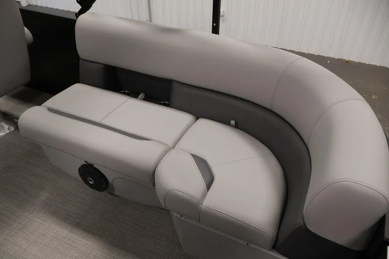 Slide: The Image of 2026 Bentley Pontoons 223 Bolt Tri-Toon, luxurious gray seating detail. - 30