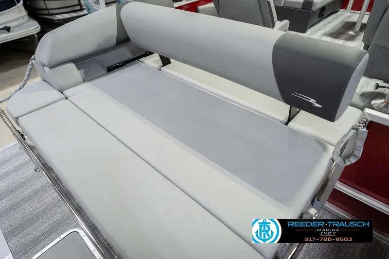 Slide: The Image of 2026 Bennington 20 SSR boat interior with gray seating and modern design. - 41