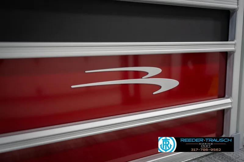 Slide: The Image of 2026 Bennington 20 SSR boat logo with red and black design. - 46