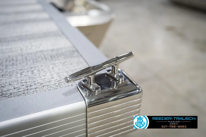 Slide: The Image of 2026 Bennington 20 SSR boat cleat detail, showcasing sleek metal finish. - 52