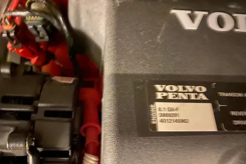 Slide: The Image of Volvo Penta engine label on 2005 Carver 38 Super Sport boat. - 41