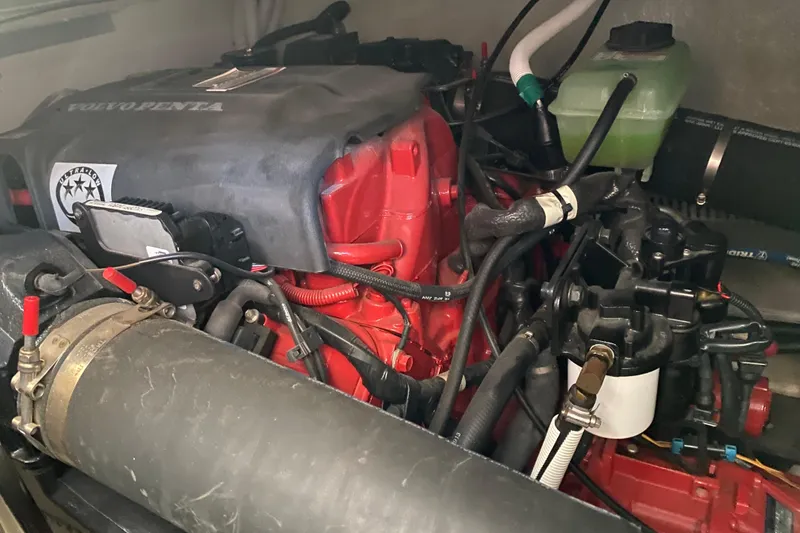 Slide: The Image of Engine compartment of a 2005 Carver 38 Super Sport with Volvo Penta components. - 43