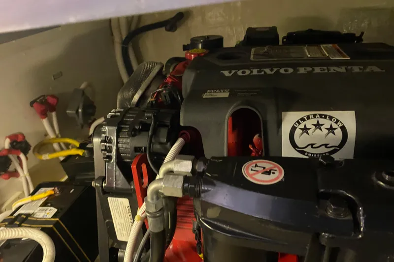 Slide: The Image of Engine compartment of a 2005 Carver 38 Super Sport with Volvo Penta engine. - 49